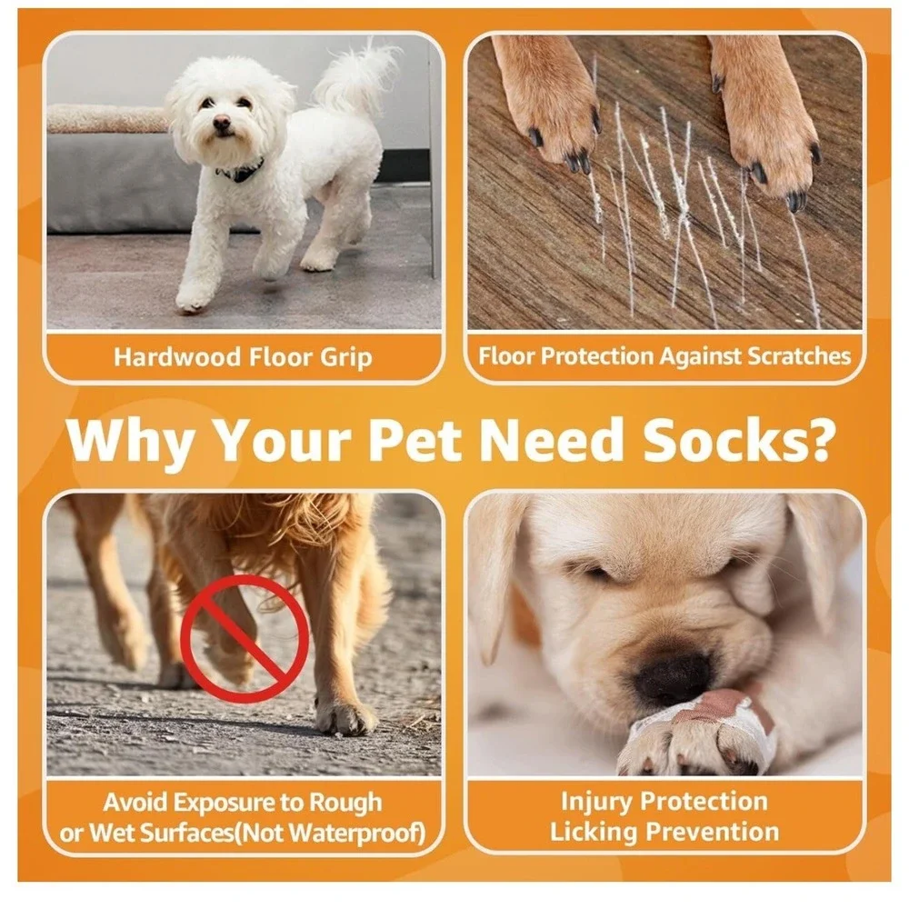 Grippy Non-Slip Dog Socks Paw Socks Paw Protection‎ Adjustable medium